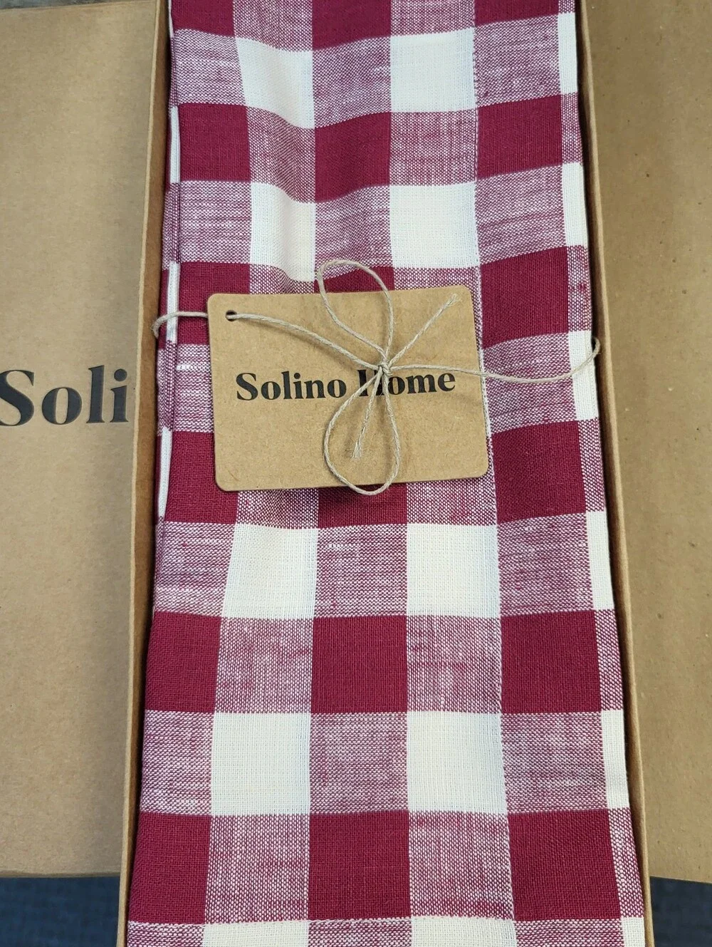 Solino Home Beet and Cream Color, Check Placemats, New In Box